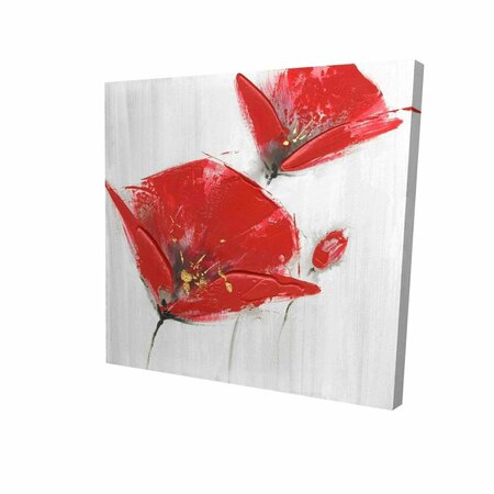 BEGIN HOME DECOR 12 x 12 in. Three Red Flowers with Golden Center-Print on Canvas 2080-1212-FL160